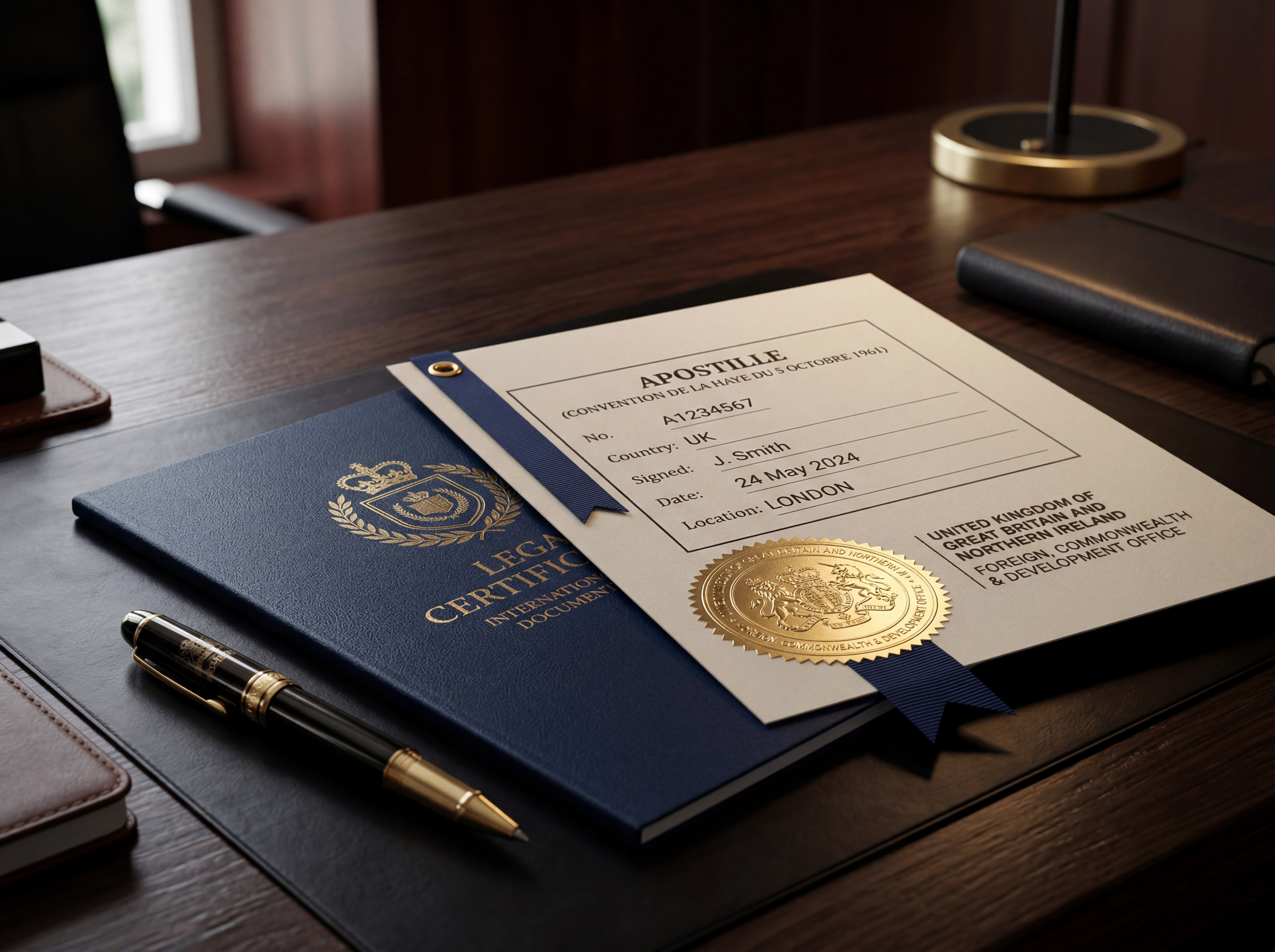 Apostille certificate with gold seal
